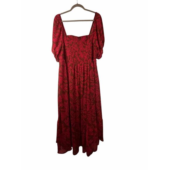 Torrid Pink and Brown Chiffon Floral Tea Length Dress - Size 2X - Picture 2 of 12